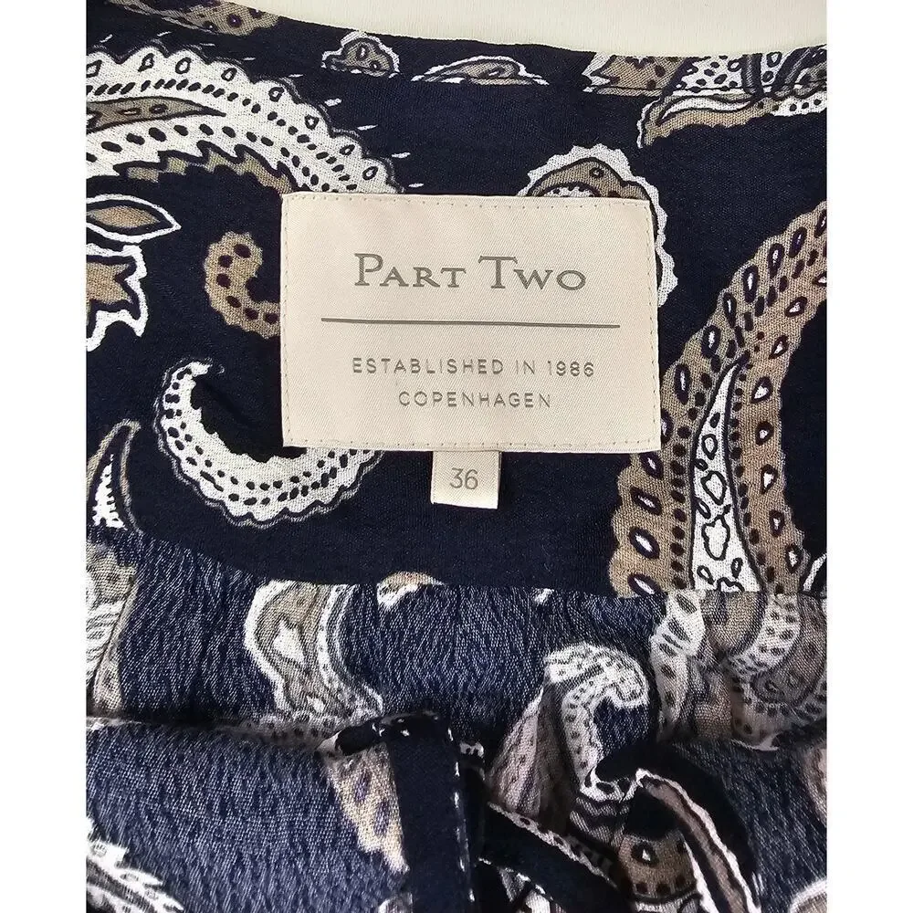 Part two size 36 (12/14 US) paisley relaxed fit boho career casual top EUC